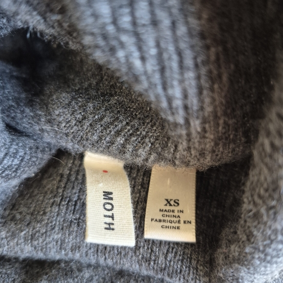 Anthro|Moth Sweater Dress 100% Cashmere Gray Turtle Neck Long Sleeve Size XS - Picture 4 of 8